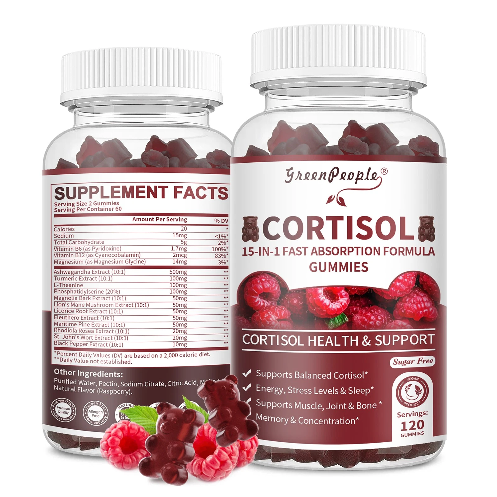 Cortisol Gummy Magnesium Ashwagandha L-theanine- Relieve Stress Adrenal Support