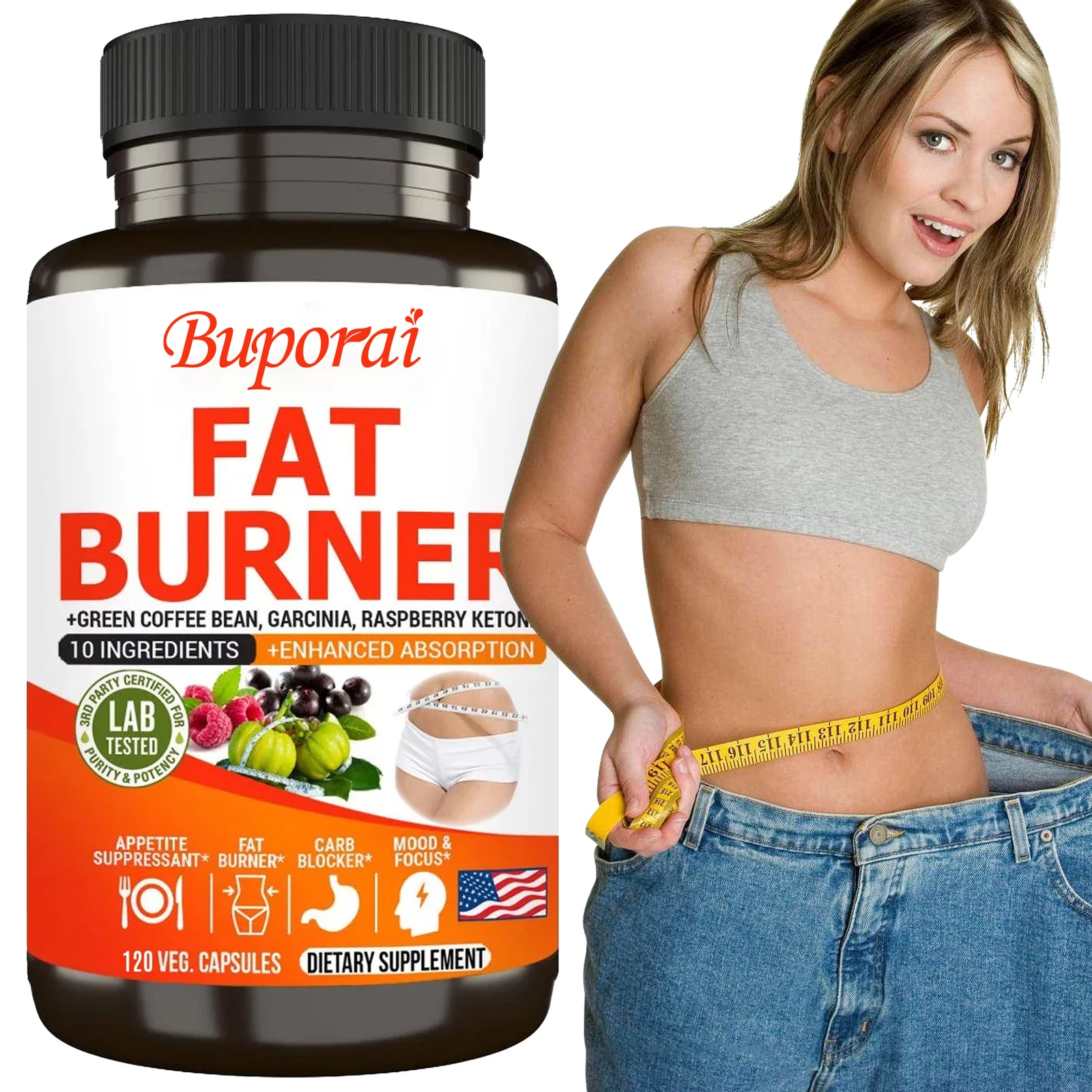 Fat Burner - Weight Loss, Green Tea, Raspberry Ketone, Garcinia Cambogia, CLA