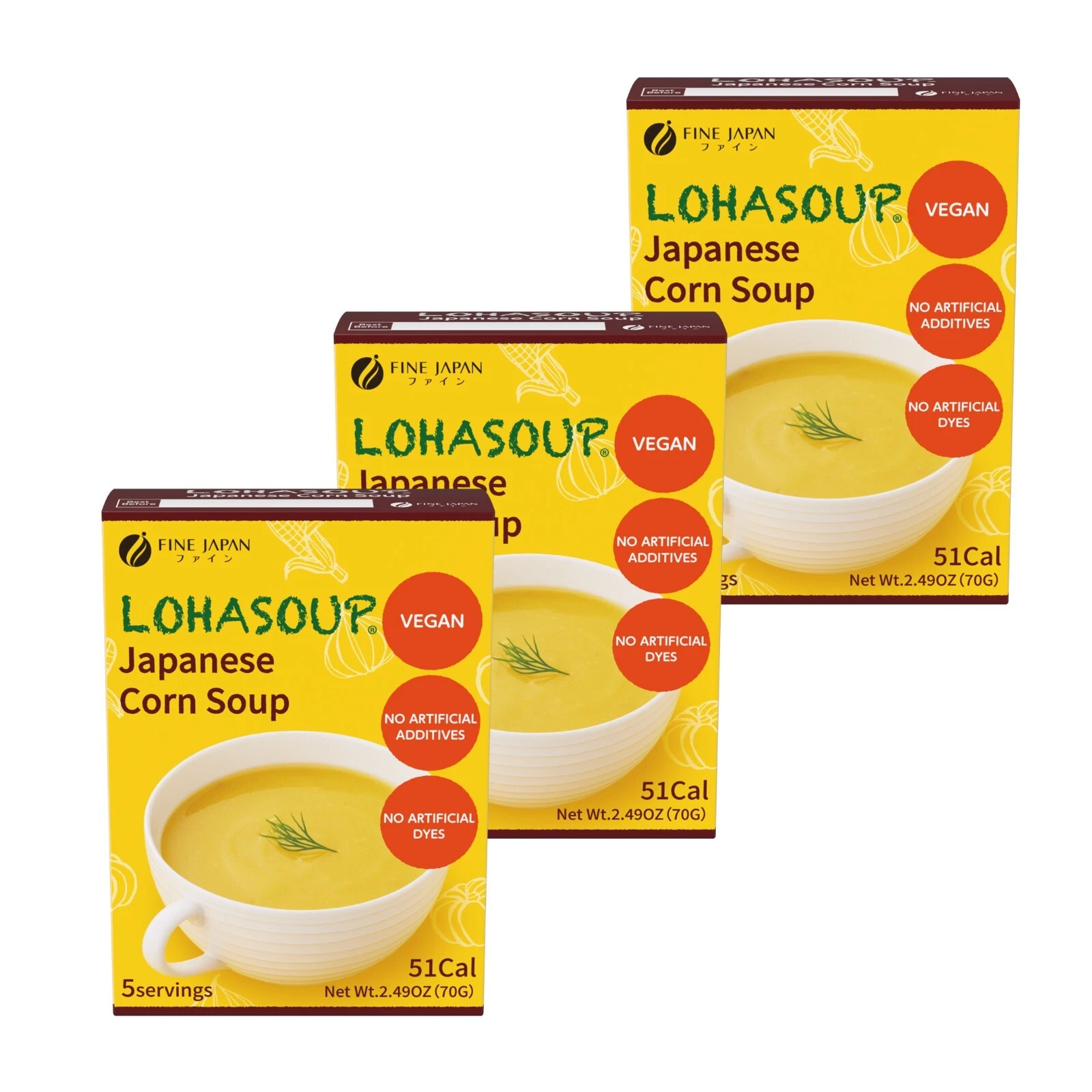 FINE JAPAN Japanese Corn Soup 5serving unscented vegan no food coloring set of3