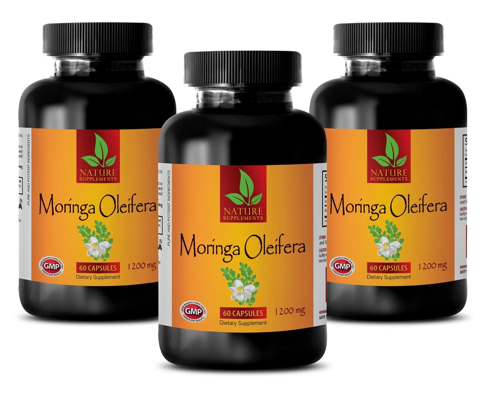 Natural Moringa Oleifera Extract 1200mg - Weight Loss Pills - 180 Capsules
