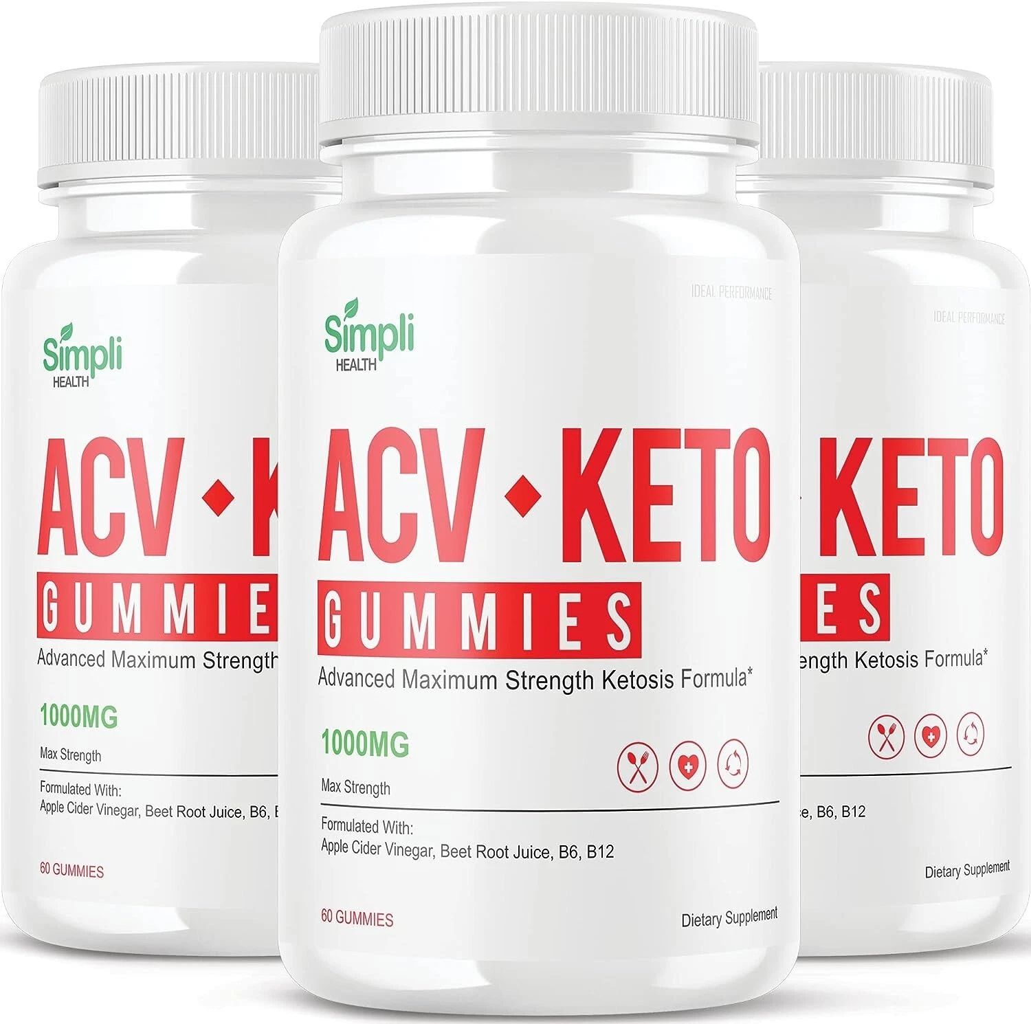3-Simpli Health Keto ACV Gummies, Weight Loss, Fat Burner, Appetite Suppressant