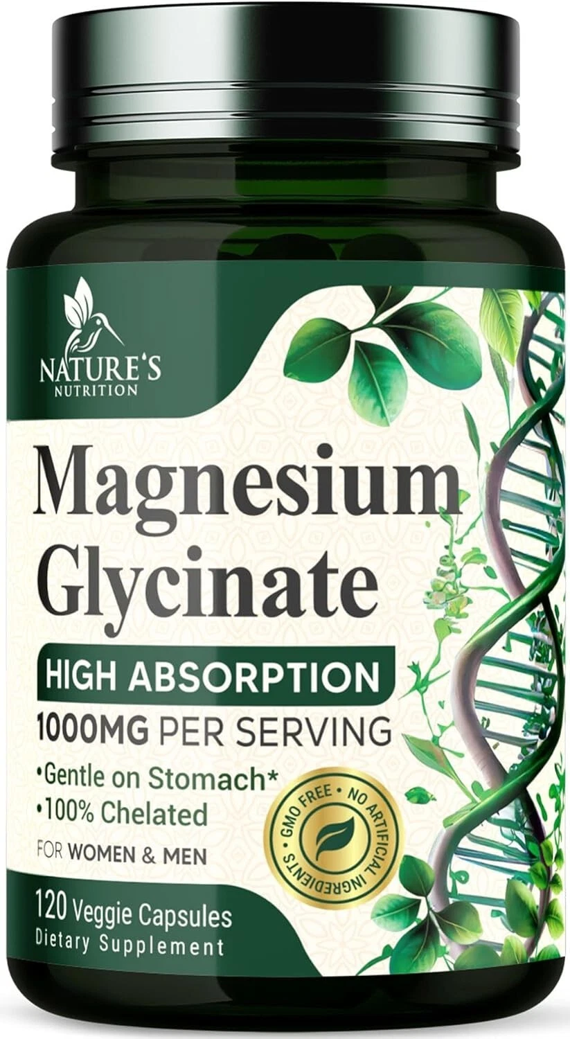 Magnesium Glycinate Supplement 1000mg - Heart, Nerves, Bone and Muscles Support