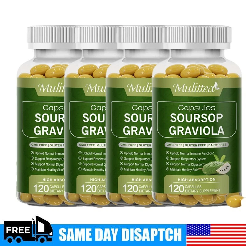 1000mg Soursop Graviola Capsules Leaf&Fruit Extract 120Capsules High Potency
