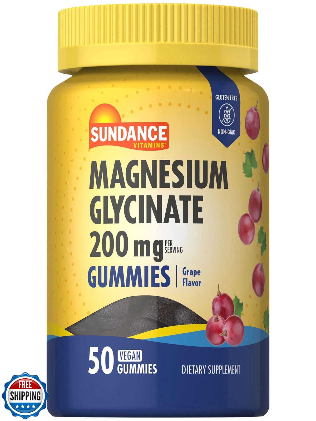 Sundance Magnesium Glycinate Gummies | 200mg | 50 Count | Grape Flavor | Vega