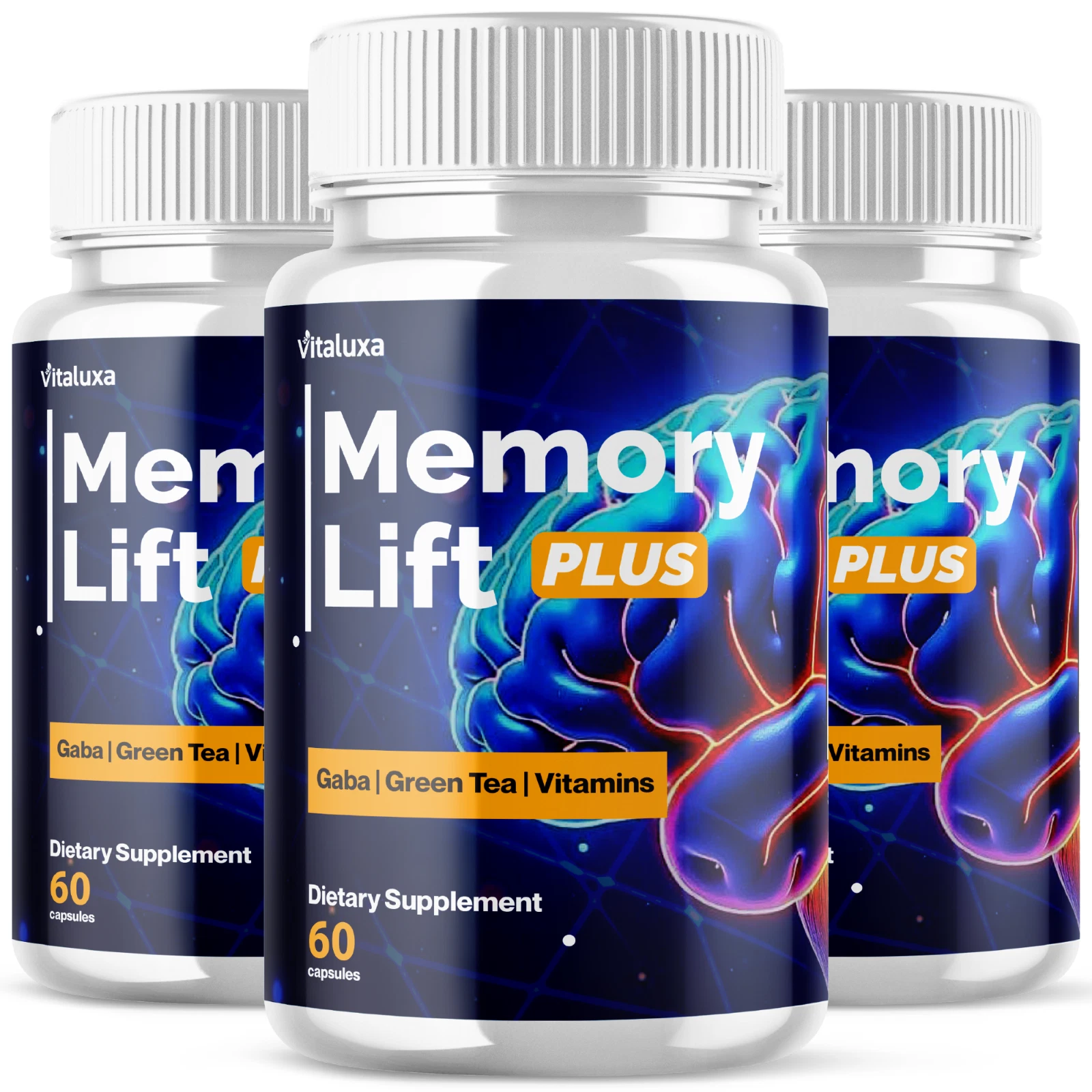 (3 Pack) Memory Lift Brain Maximum Support Supplement Formula (180 Capsules)