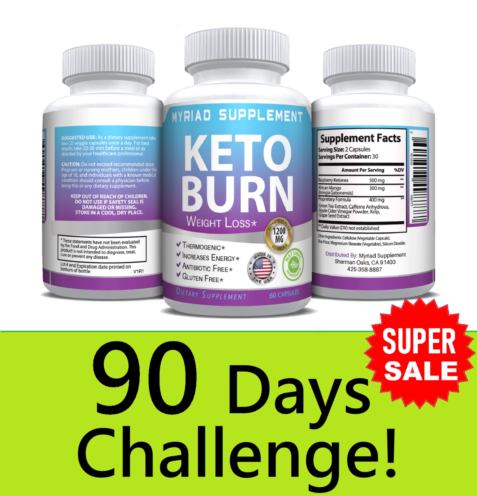 Keto BURN Diet Pills 1200 MG Ketosis Weight Loss Supplements