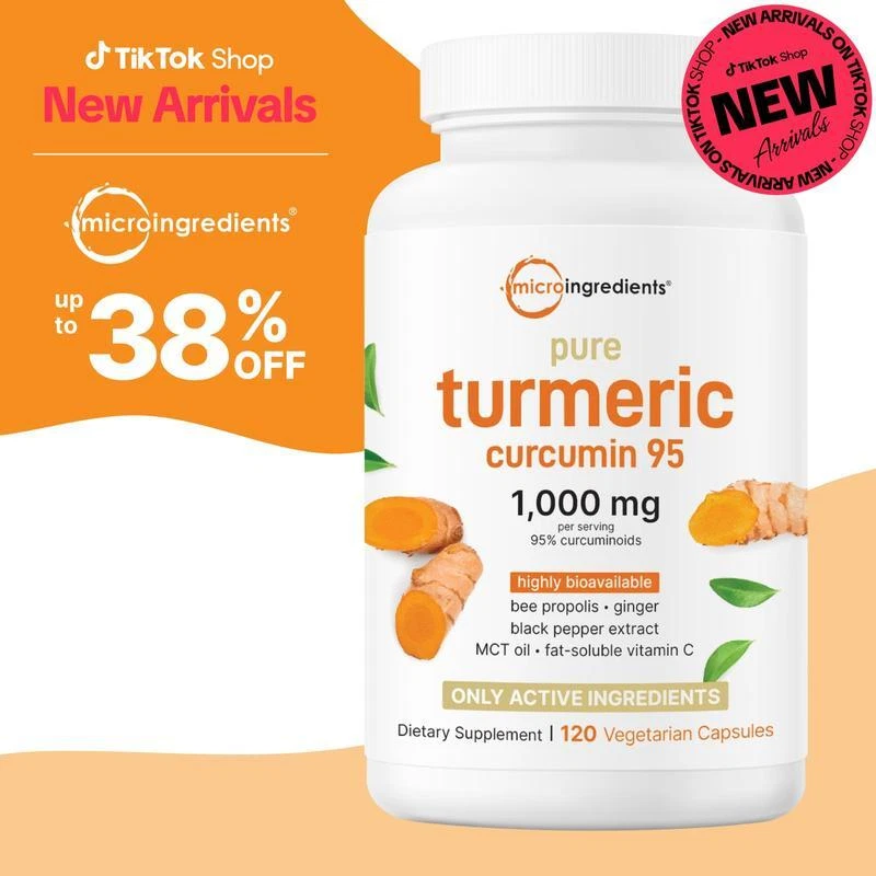 Micro Ingredients Turmeric Curcumin|95% Curcuminoids w/ Black Pepper 120capsules