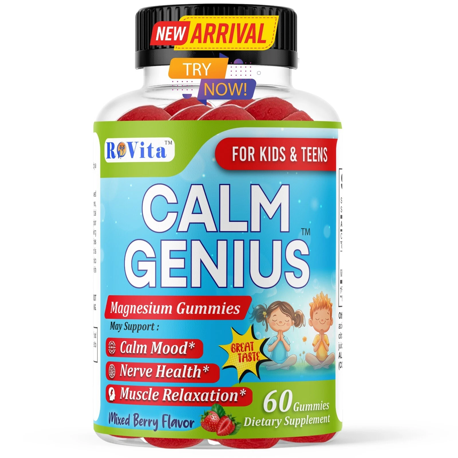 Calm Genius Magnesium Gummies for Kids – 100mg – 60 Calm Gummies - Kids Wellness