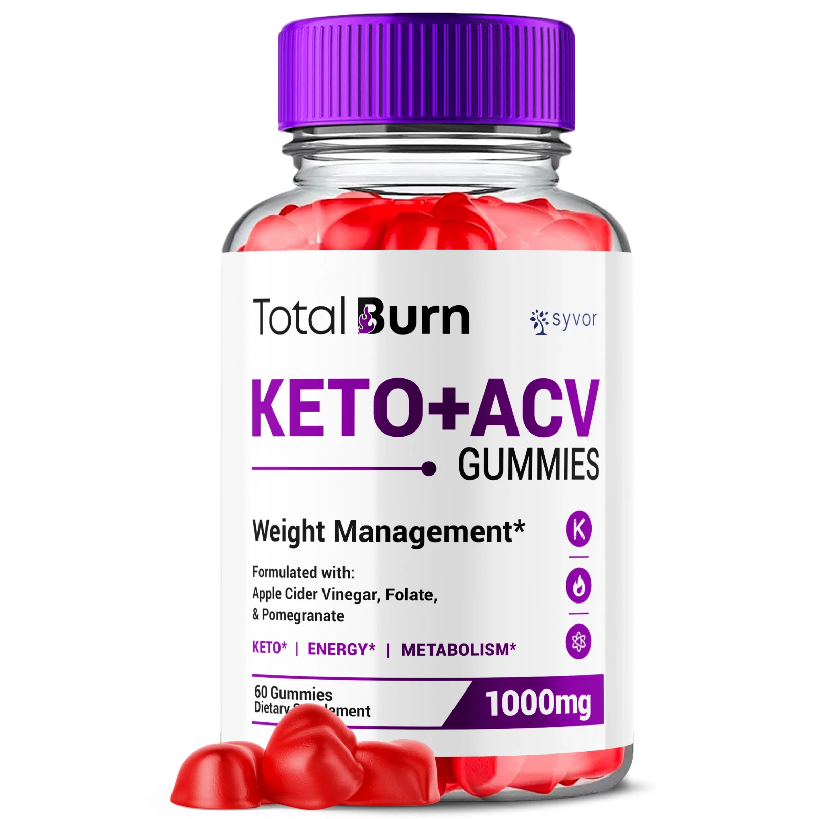 Total Burn Keto ACV Gummy Advanced 1000MG Formula Fitness Supplement 60 Gummies