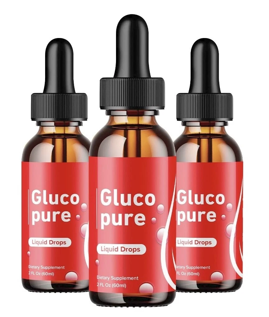 (3 Pack) Gluco Pure Liquid Drops, GlucoPure Blood Sugar & Pressure Support