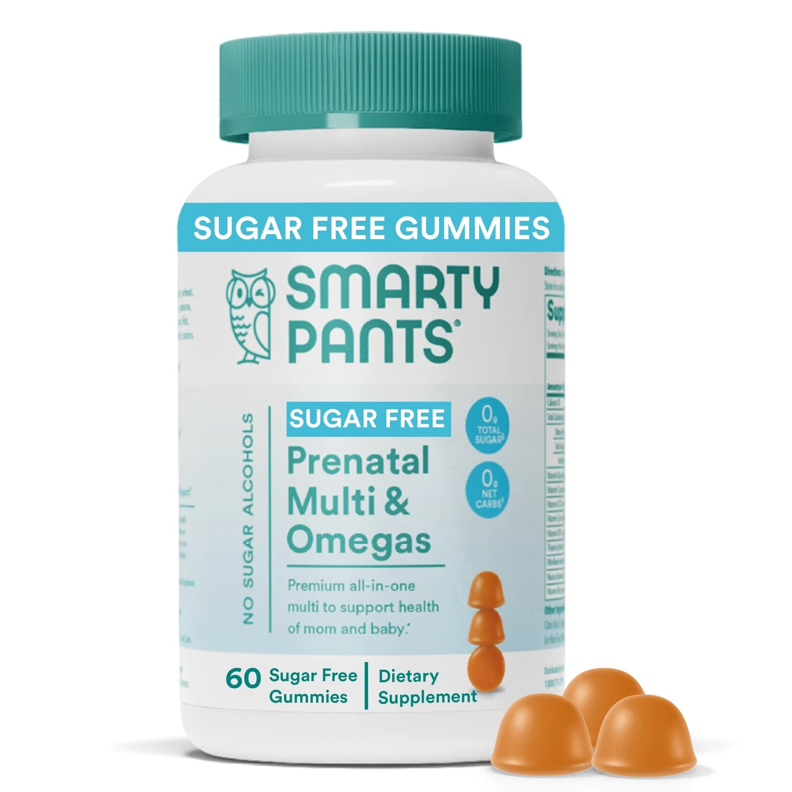 SmartyPants Prenatal Gummies Omega 3 Vitamin D3 C B12 60 Count Sugar Free