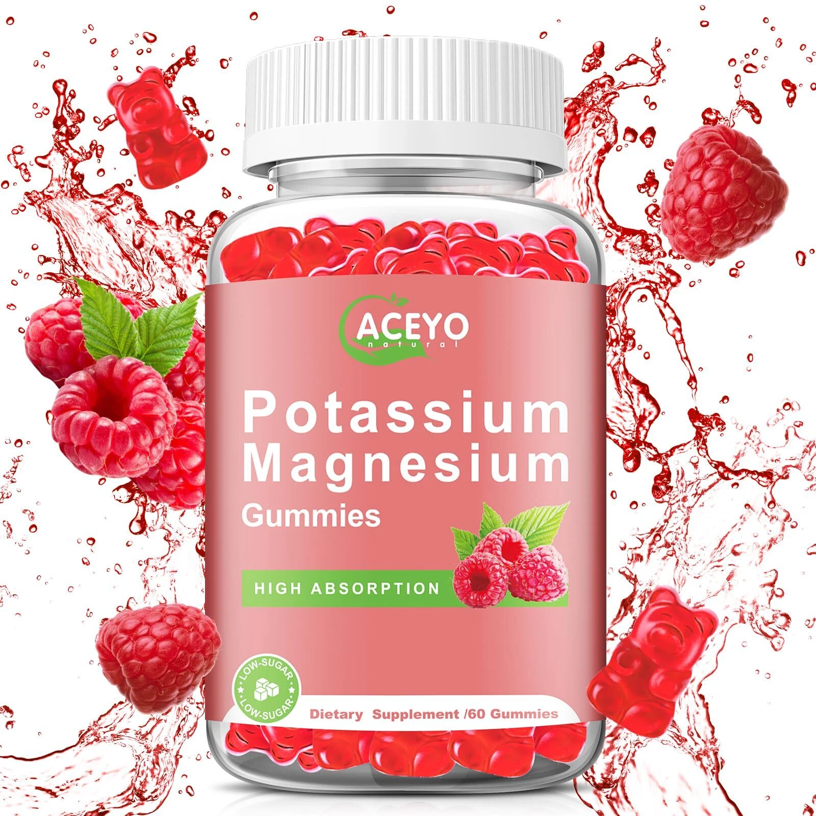 Potassium Magnesium Gummies for Adult Kids High Absorption Leg Cramps & Muscl...