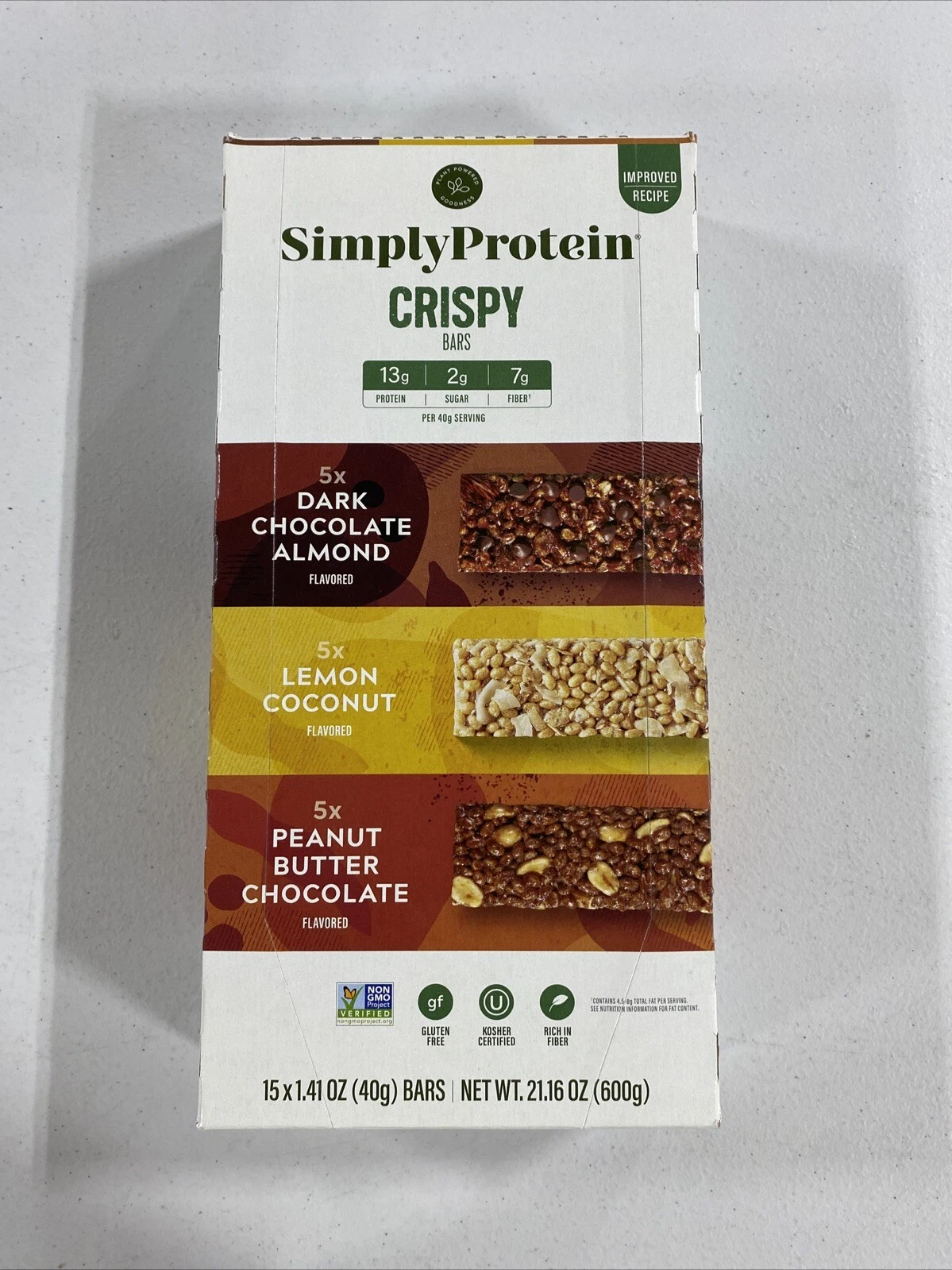 SimplyProtein Crispy Bars, 15 Bars, 21.16 oz, Variety Pack: 5 x Each Flavor
