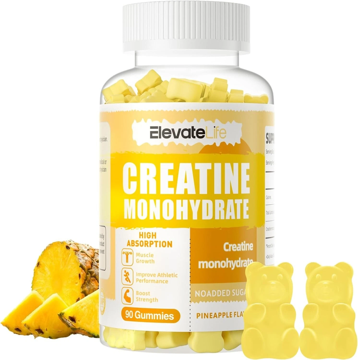 ElevateLife Creatine Monohydrate Gummies 5000mg for Men & Women Chewable 90
