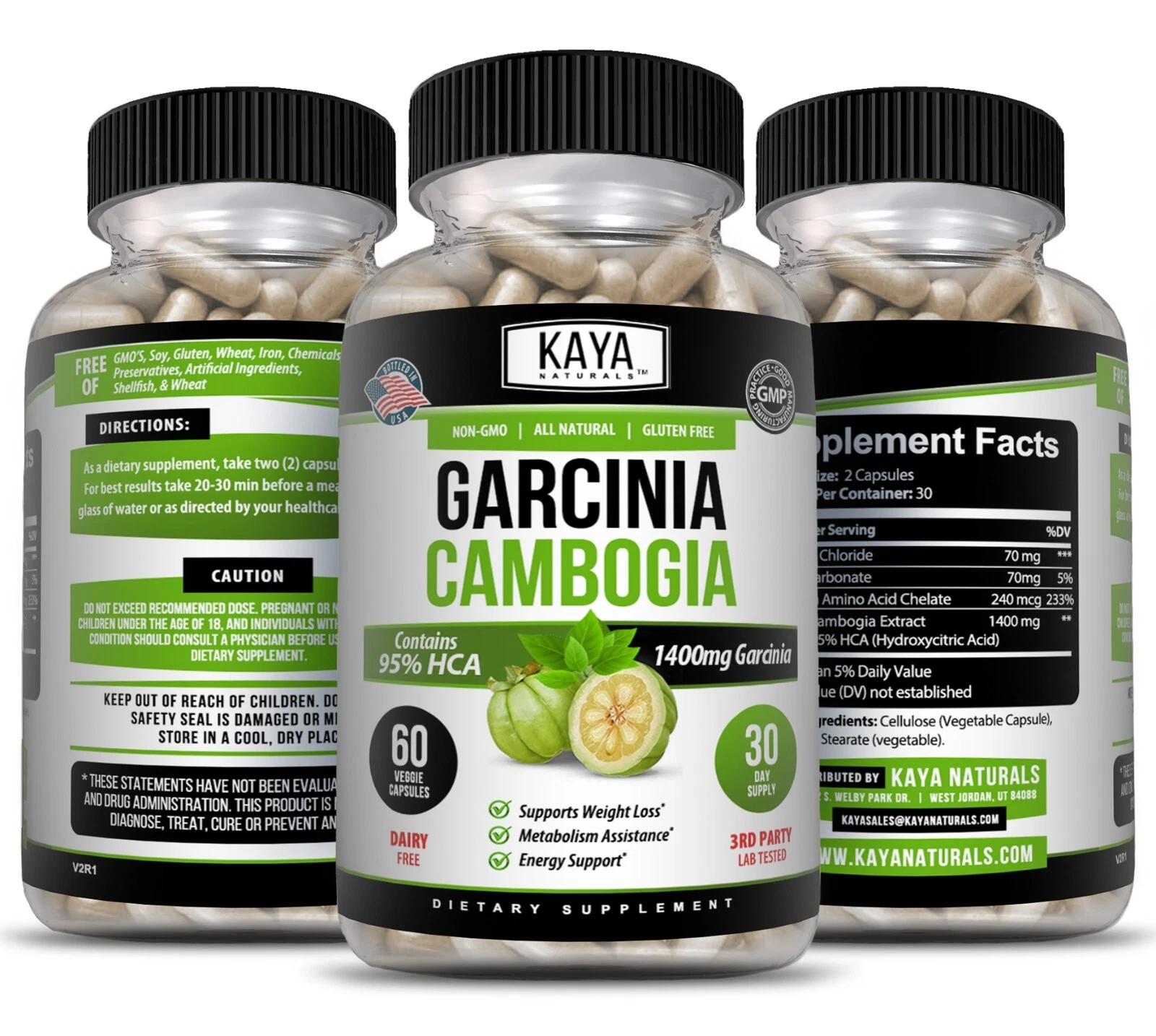 3x 60ct Garcinia Cambogia Extract 95% HCA Ultra Fat Burn Natural Weight Loss