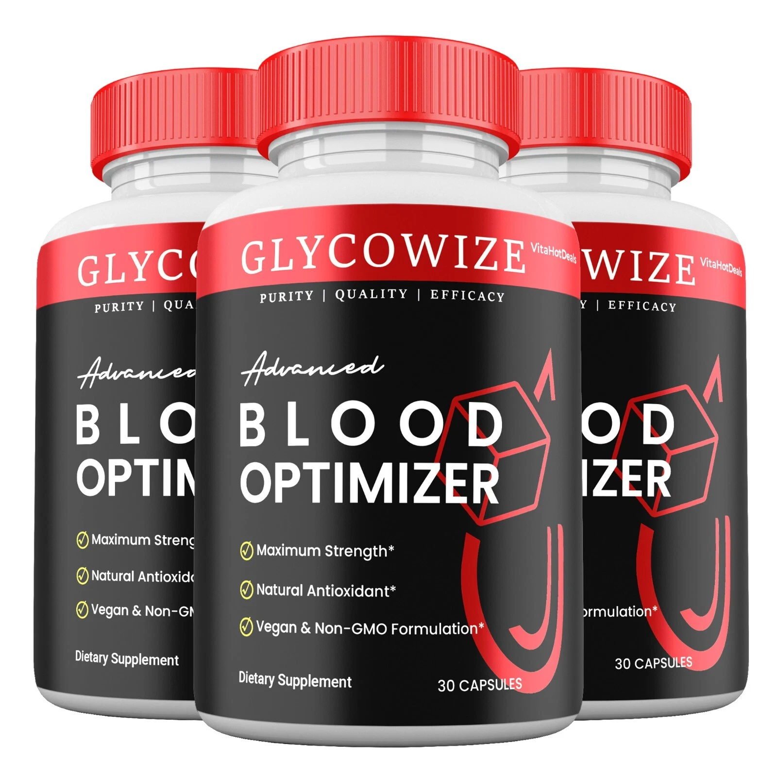 GlycoWize Blood Support Capsules, Max Strength Glyco Wize Pills (3 Pack)