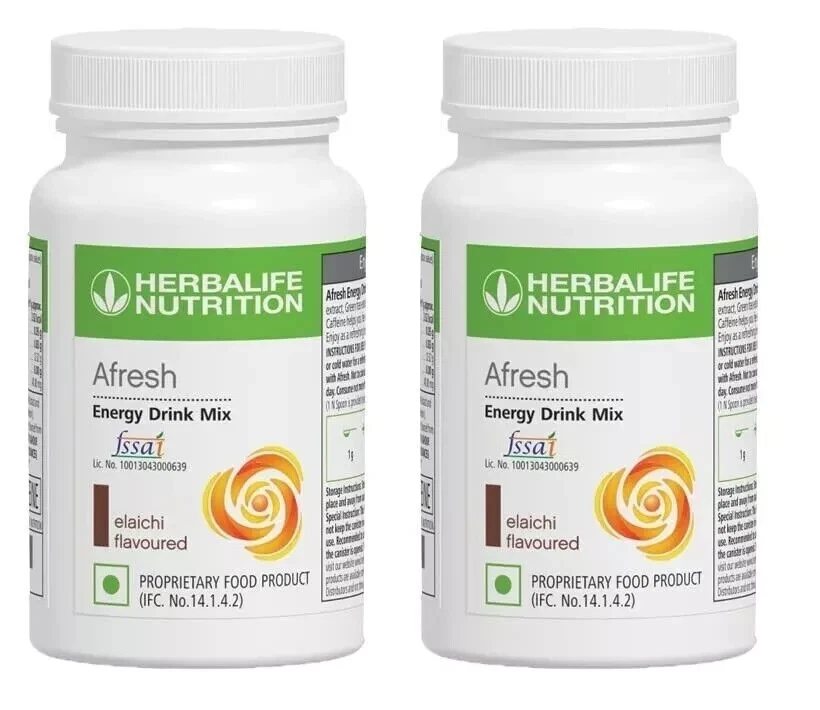 2X Herbalife Afresh Energy Drink Mix Elaichi Flavour 50gm each free shipping
