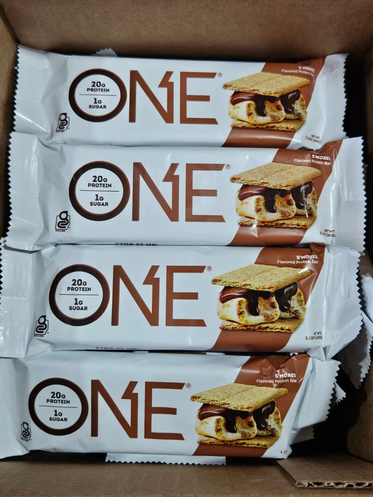60 ~ One Protein Bars S'mores 2.12oz rd. desc.