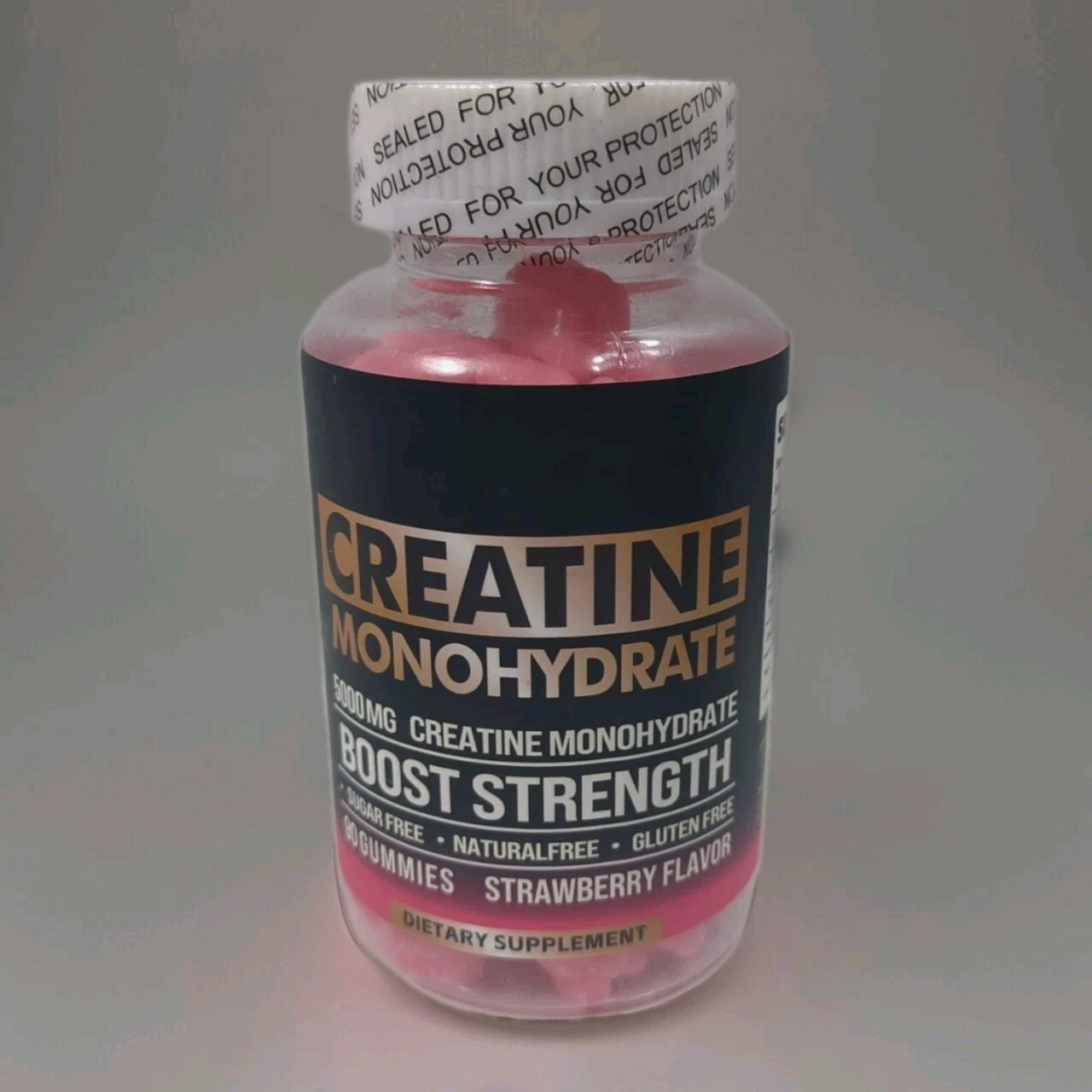 Creatine Monohydrate Gummies 5g Sugar Free Strawberry Flavor 90ct Exp 09/2026