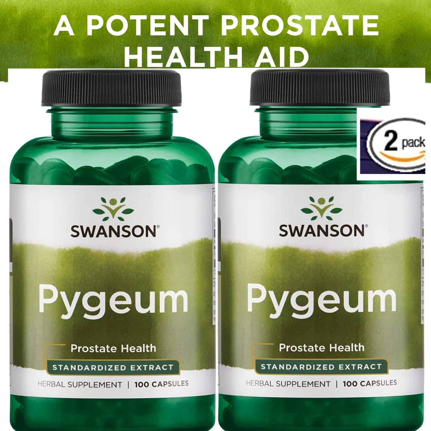 2 Bottles PYGEUM Prostate Bladder Urinary Tract Health 200 Caps (2x100) Exp 2027
