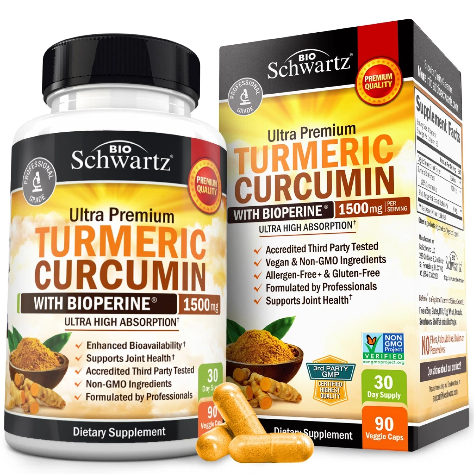 Turmeric Curcumin with Black Pepper Extract 1500mg - High Absorption