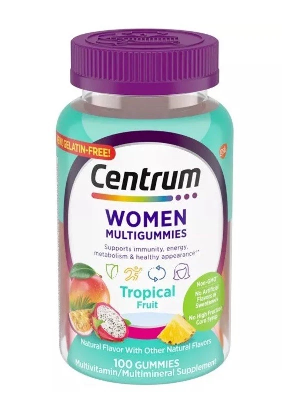 2 pack Centrum Vitamins Women Multigummies Tropical Fruit 100 ct (11/25)