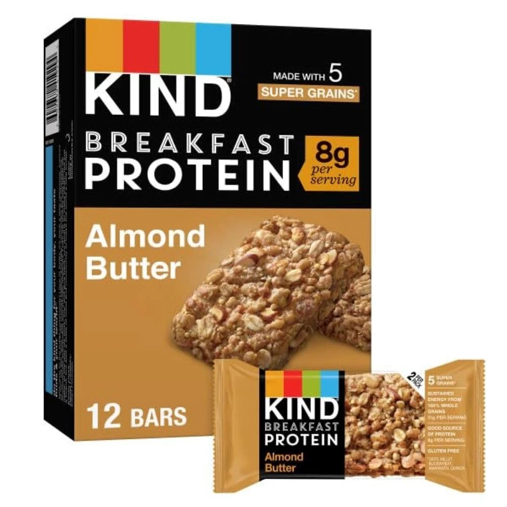 KIND Breakfast Protein Bars Almond Butter Gluten Free 8g Protein 6 Count