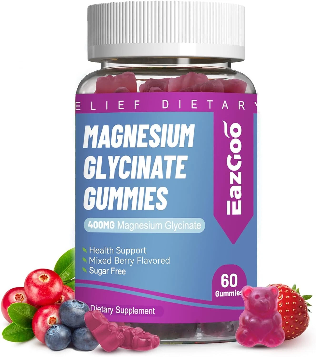 Gomitas de glicinato de magnesio 400mg,con L-treonato de 200mg Alivio del estrés