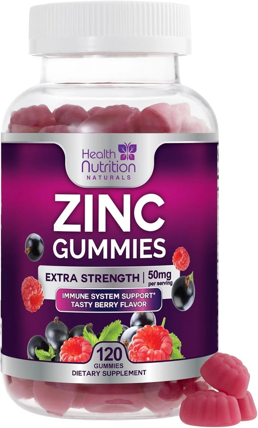 Zinc Supplement 50mg Gummies for Adults - Max Strength Skin Health & Immune Bone