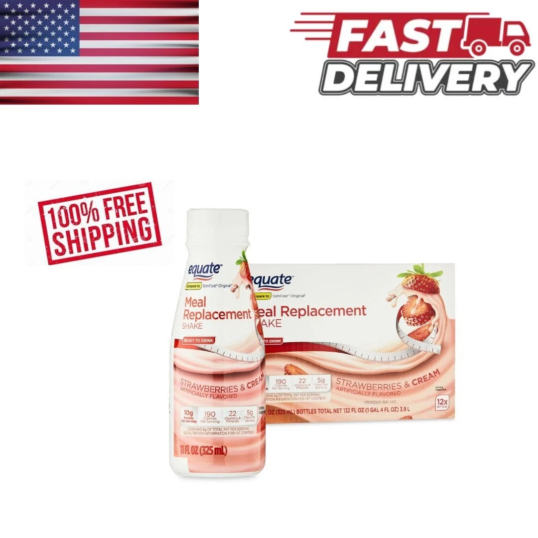 Equate 딸기 식사대용 쉐이크 11플루이드온스, 12팩