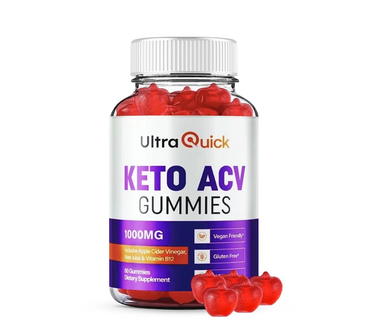 Ultra Quick Keto + ACV 1000mg Gummies, UltraQuick Keto Weight Loss (60 Gummies)