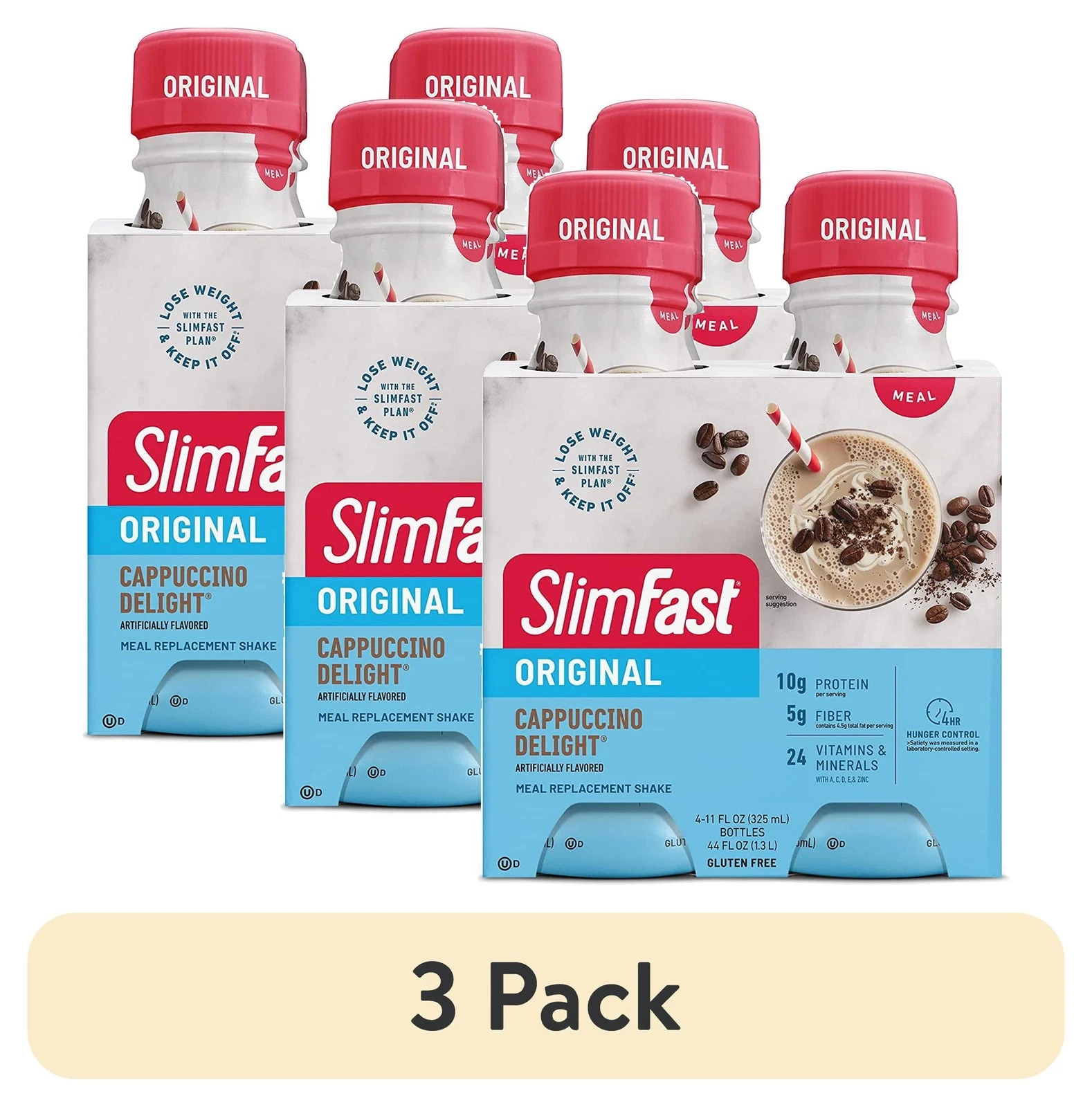 (3 pack) SlimFast Original Cappuccino Delight Meal Replacement Shakes , 11oz