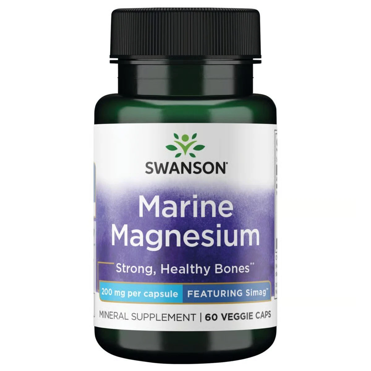 Swanson Simag Marine Magnesium 200 mg Elemental 200 mg 60 Veggie Capsules