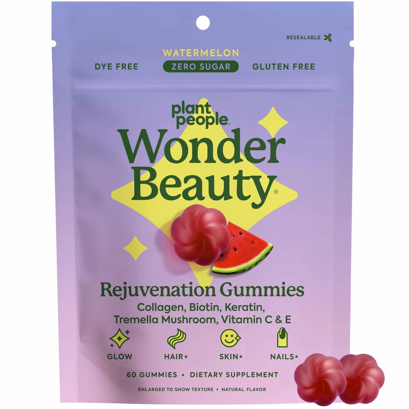 Plant People WonderBeauty Hair, Skin & Nails Rejuvenation Gummies with Tremella