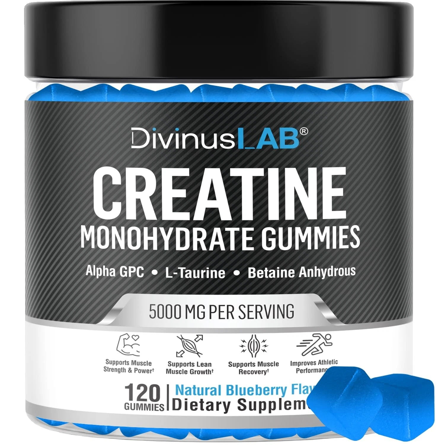 Creatine Monohydrate Gummies 5g (5000mg) for Men & Women - Sugar-Free Creatin...