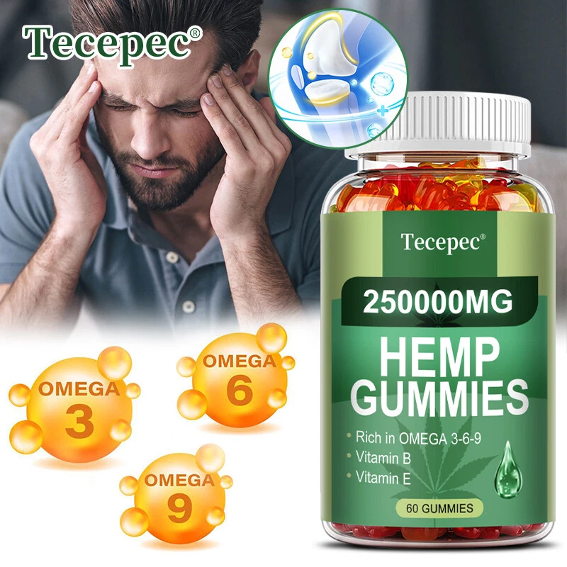 Gummies Pure Vegan Anxiety Sleep Reduces Pain Relaxation Skin Hair 60 Capsules
