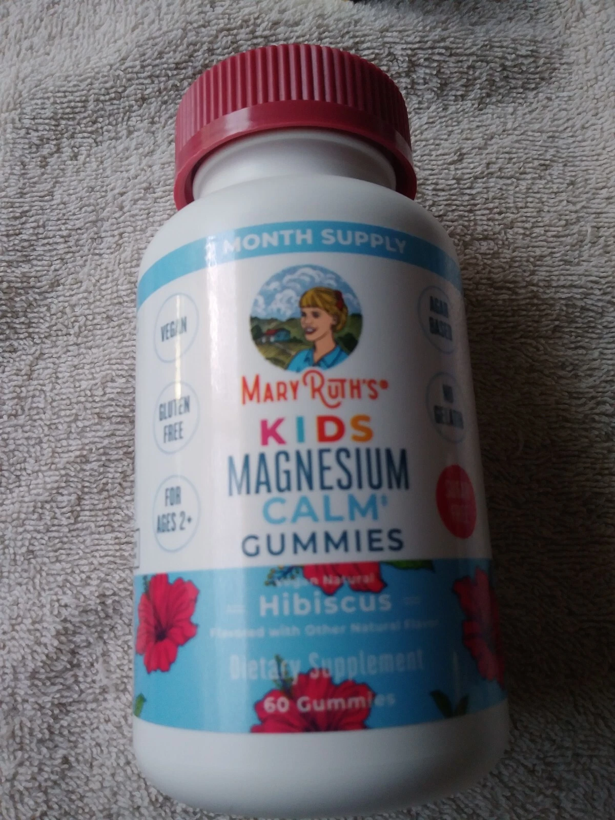Kids Magnesium Calm Gummies, Hibiscus, 60 Gummies. Expiration 7/25