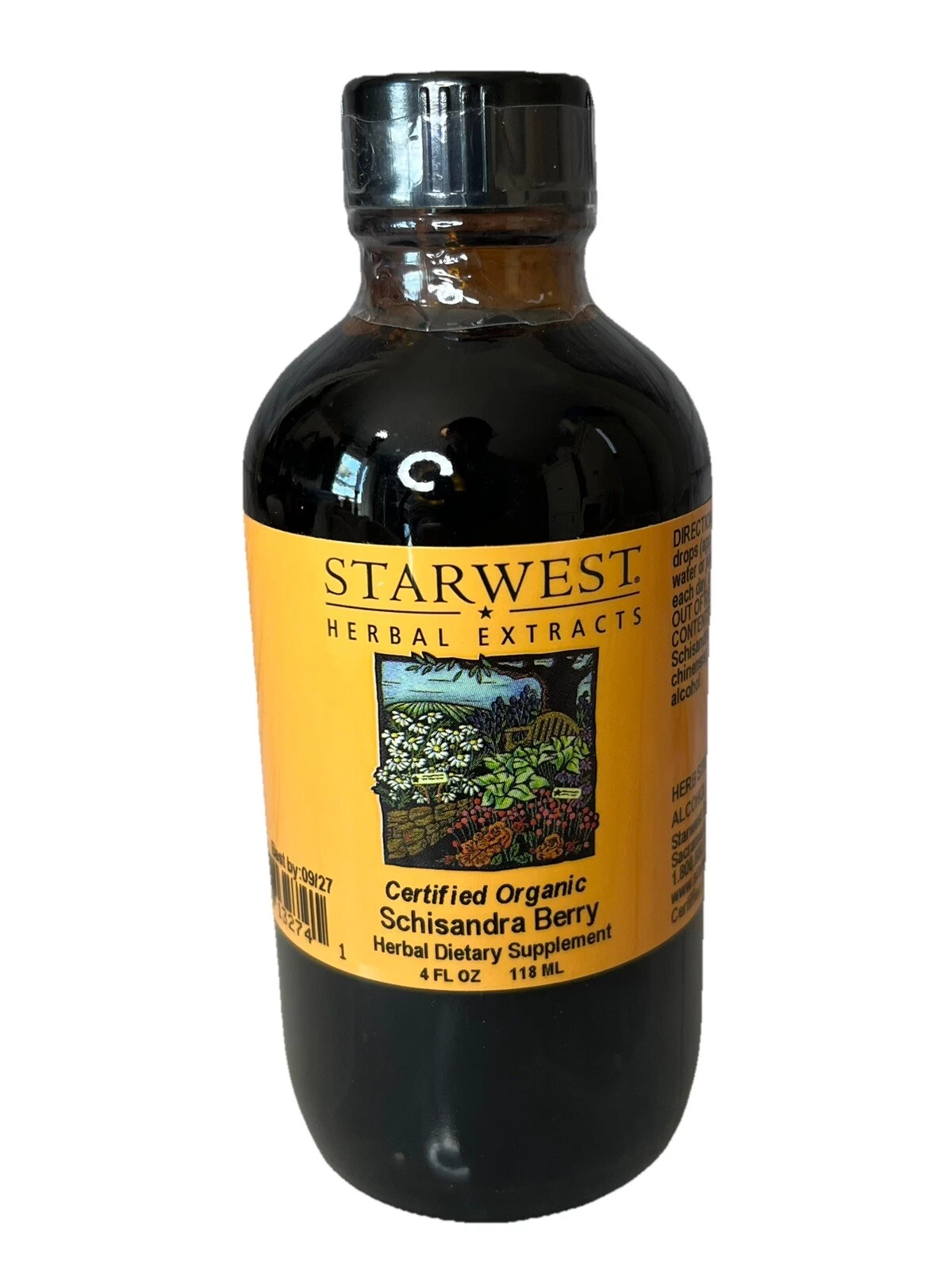 Organic Schisandra Berry Liquid 4oz By Starwest Botanicals BB 09/27 Retail $53