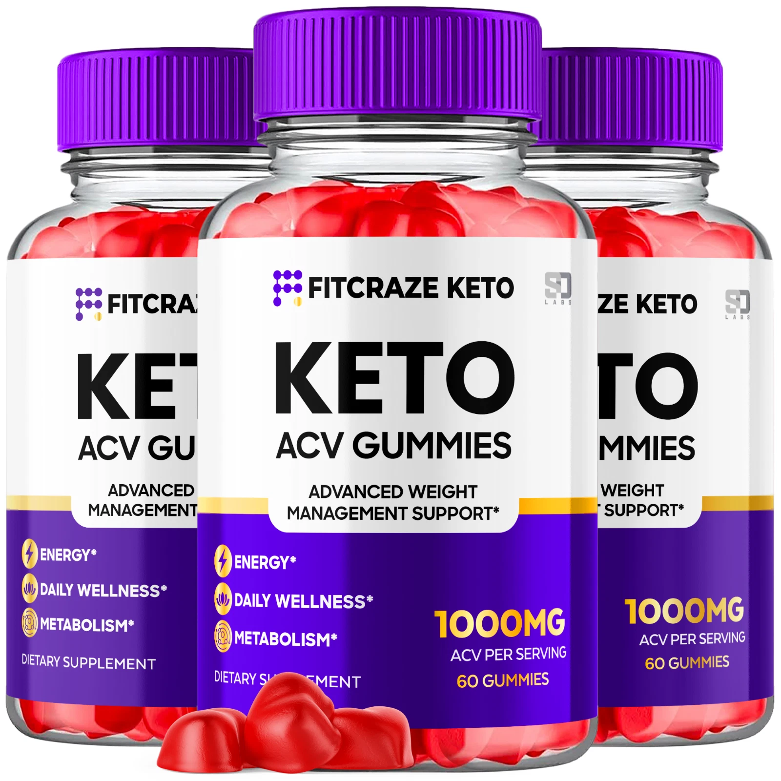 Fitcraze Keto ACV Gummies 1000MG Advanced Weight Management Support (3 Pack)
