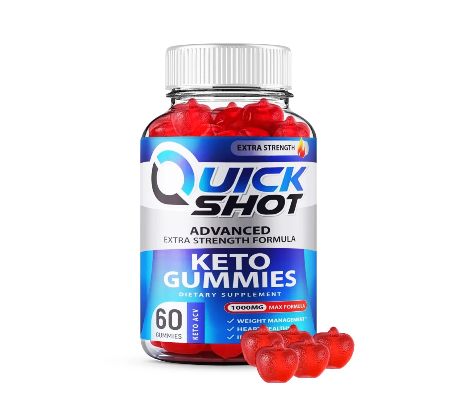 Quick Shot Keto ACV Chew Gummies Extra Strength Dietary Supplement (60 Gummies)