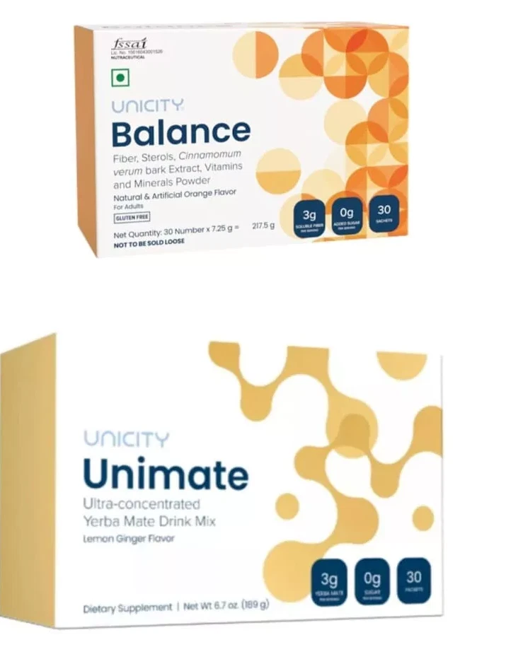Unicity FEEL GREAT PACK (1x UNIMATE Lemon Ginger & 1 Balance 30 sachet Each)