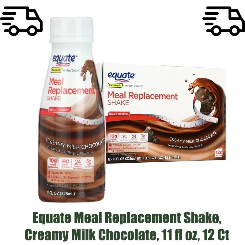 Equate Meal Replacement Shake, Creamy Milk Chocolate, 11 fl oz, 12 Ct