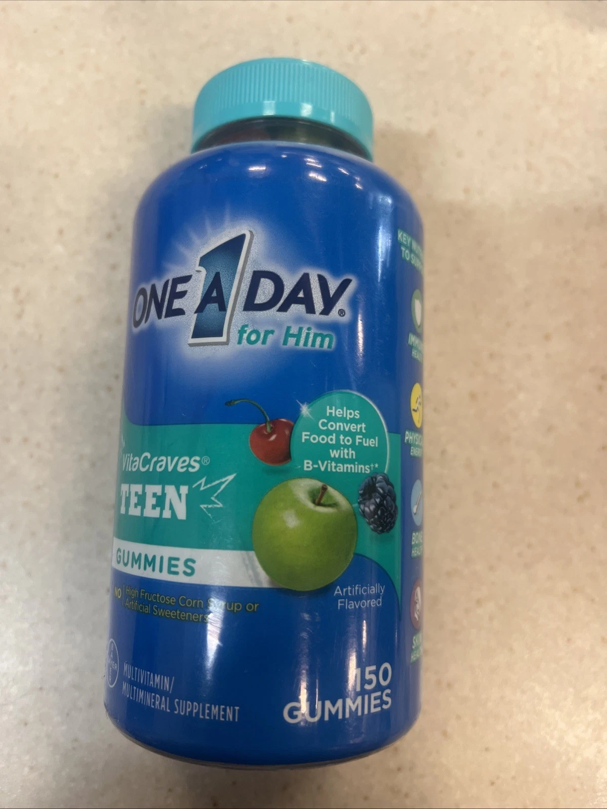 One A Day For Him VitaCraves Teen Multivitamin Gummies, Assorted Fruit, 150 Ct