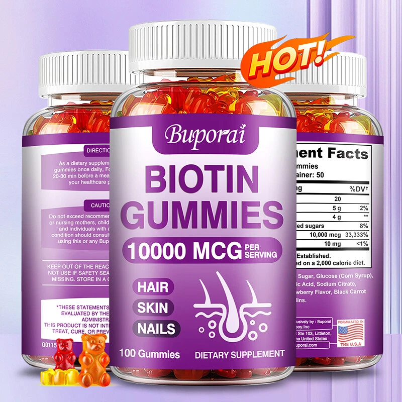 Biotin Gummies 10,000mcg - Hair, Skin, Nails, Immune Joint Support, Anti Aging