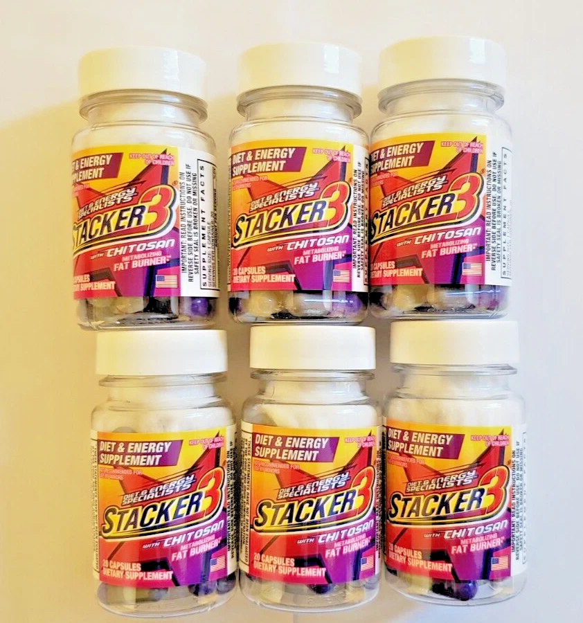 Stacker 3 Diet & Energy 100 20ct Bottle (Lot of 6 X) 100 + FREE 20 = 120 Capsule