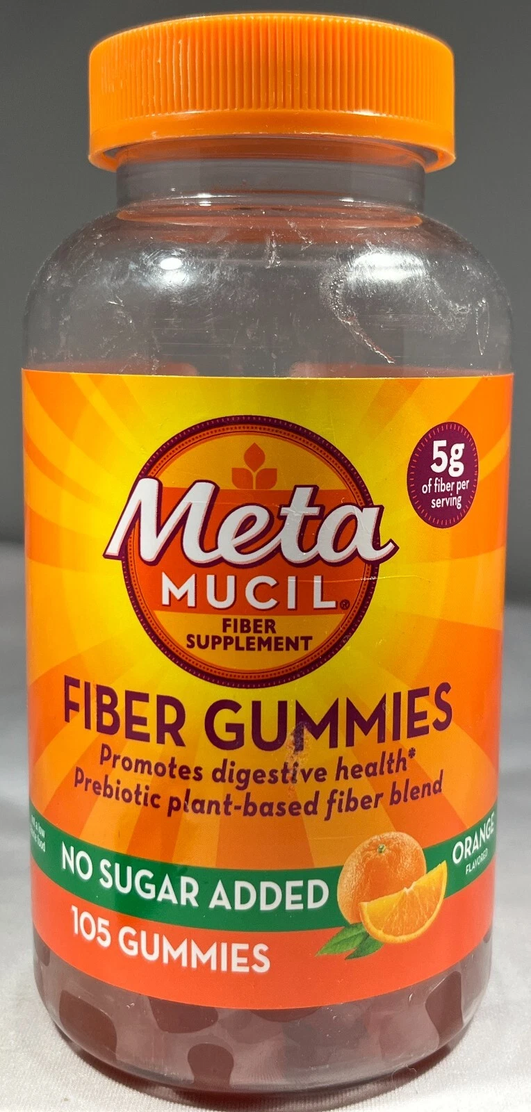 Meta Mucil Fiber Gummies - No Sugar Added, 105 Gummies - EXP: 6/25