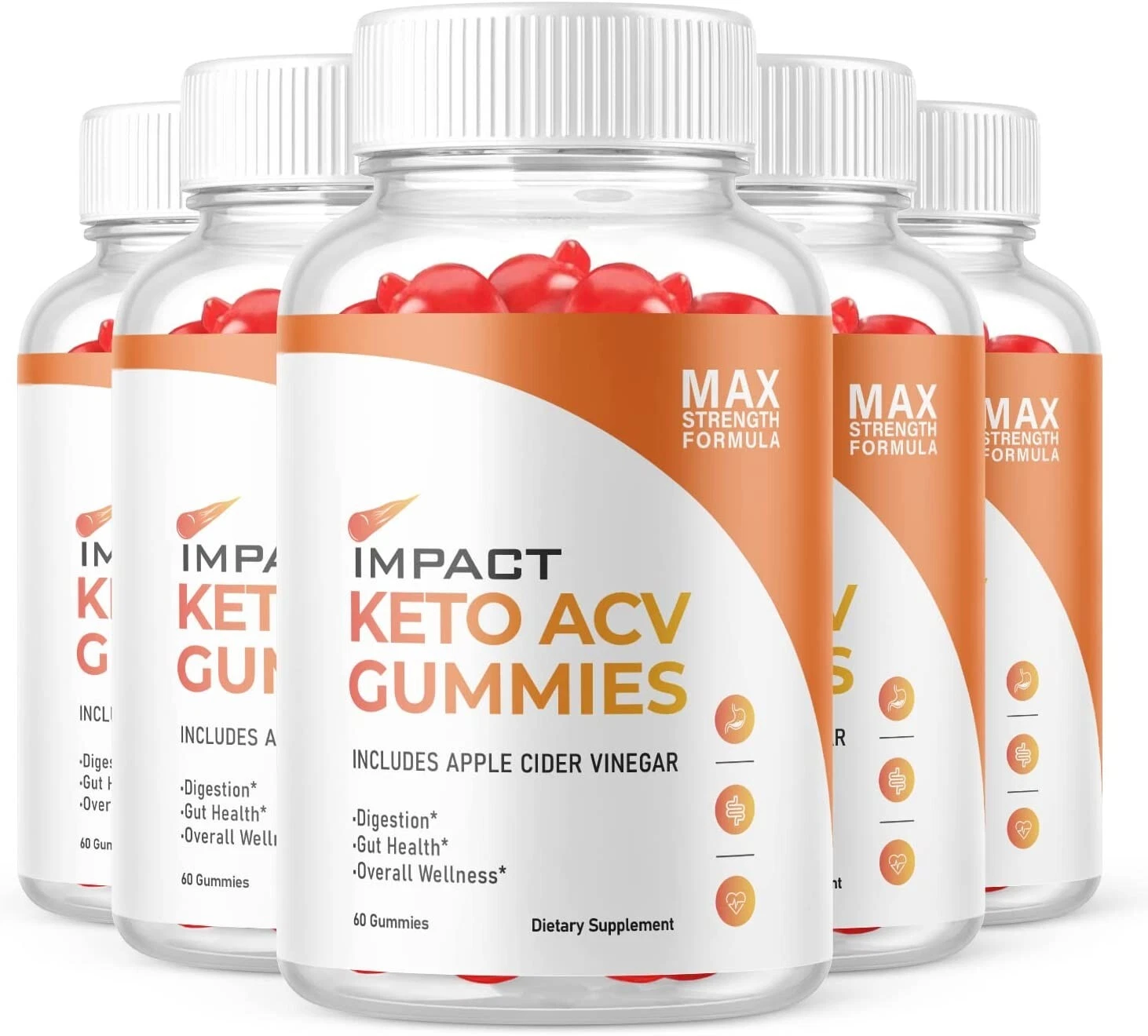 5 Pack- Impact Keto ACV Gummies, Weight Loss Supplement-300 Gummies