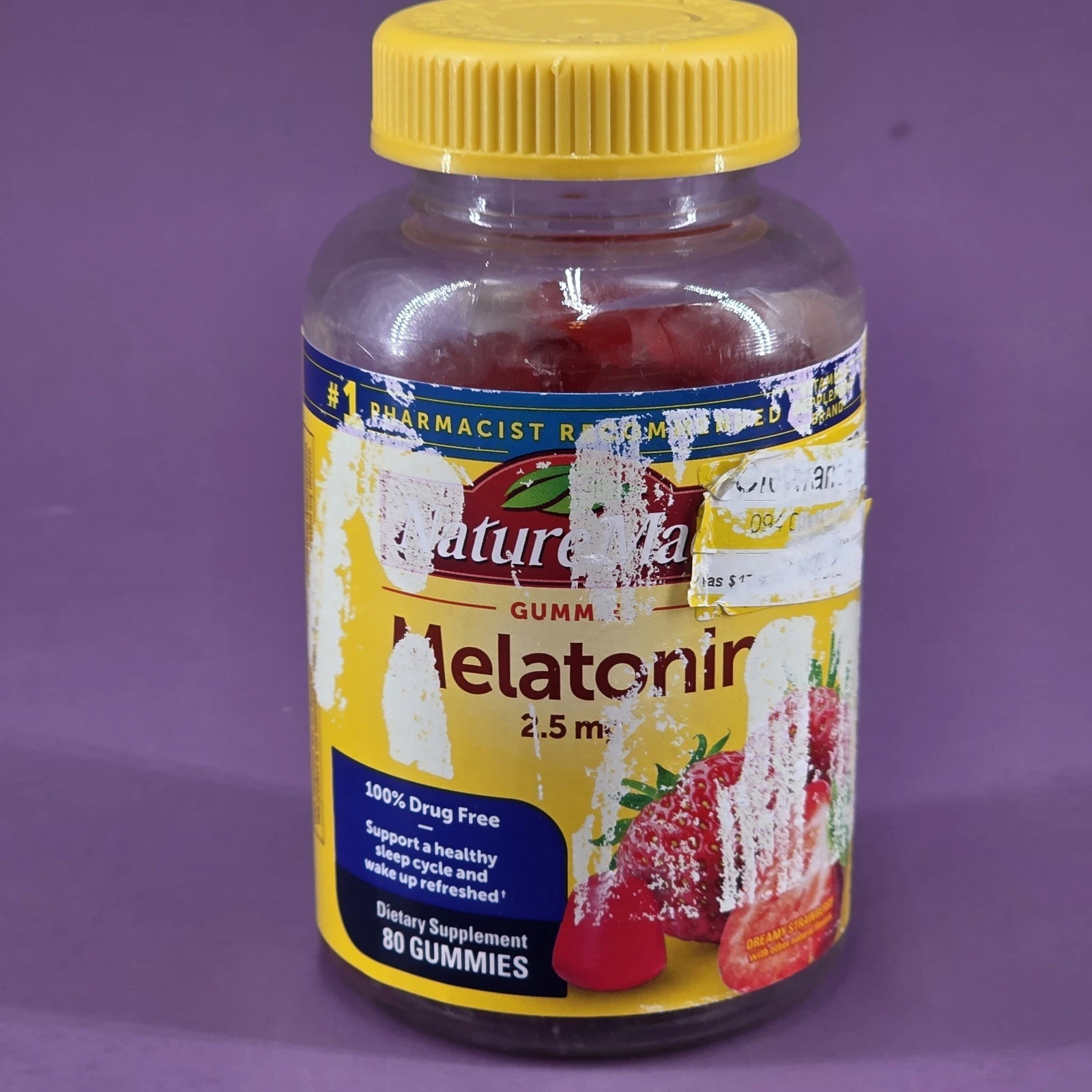 Nature Made 2.5mg MELATONIN sleep 80 Adult GUMMIES Dreamy Strawberry Ex 10/25