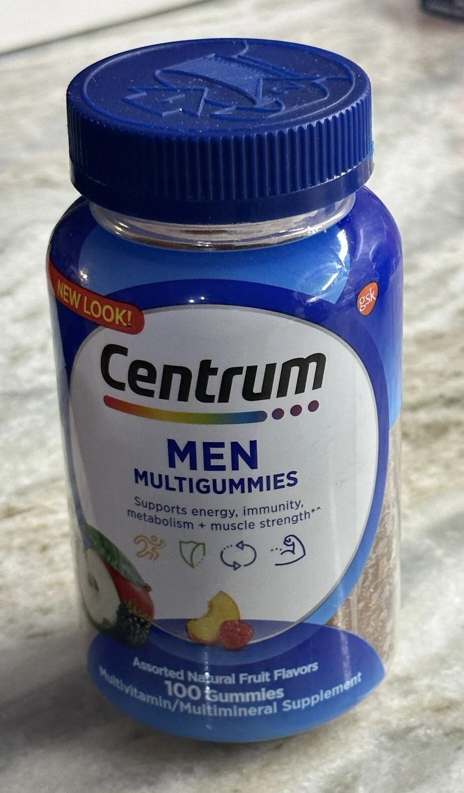 Centrum Mens Multivitamin 100 Gummies W/Natural Fruit Flavor.