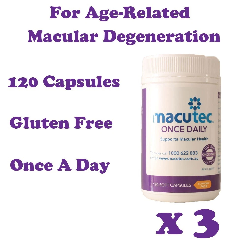 3 X Macutec Once Daily 120 Eye Supplements Vitamin For Macular Degeneration